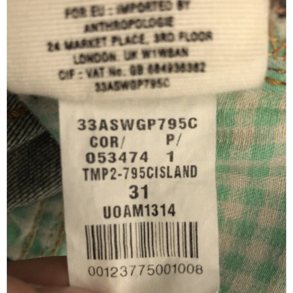 Anthropologie Pilcro and the Letterpress Jeans Womens Size 31 Fit SJEJ Straight